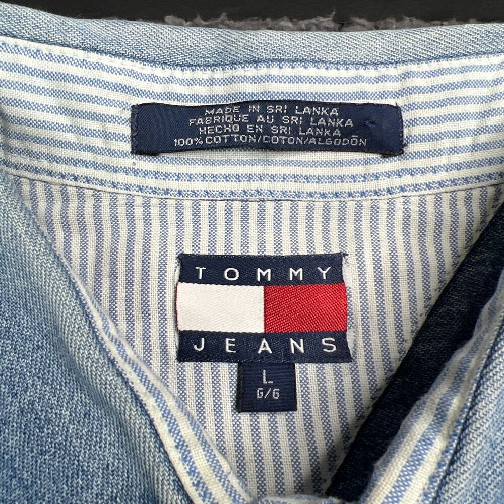 VTG Tommy Hilfiger Denim Button Up Shirt - Blue - Size - Large - Picture 4 of 8